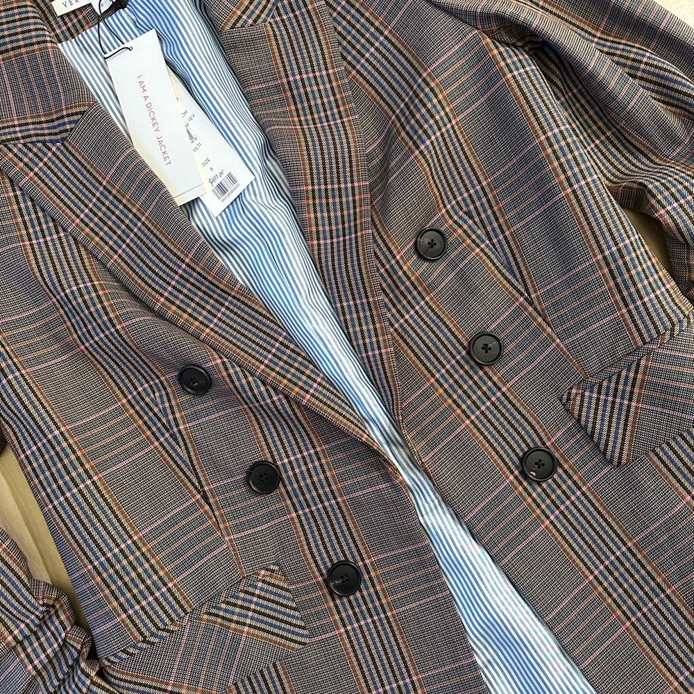 Veronica Beard Plaid Dickey Cinched Arm Jacket